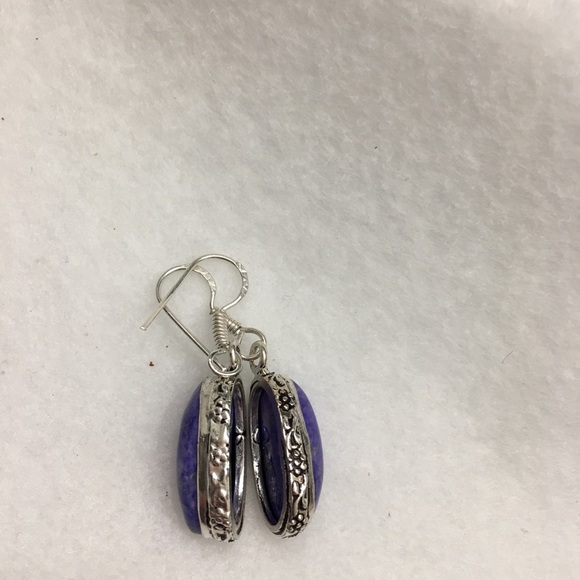 Howlite Silver Overlay Earrings 1.6” - Picture 5 of 5